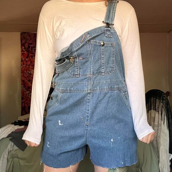 Carhartt blue denim distressed overalls - Picture 4 of 8